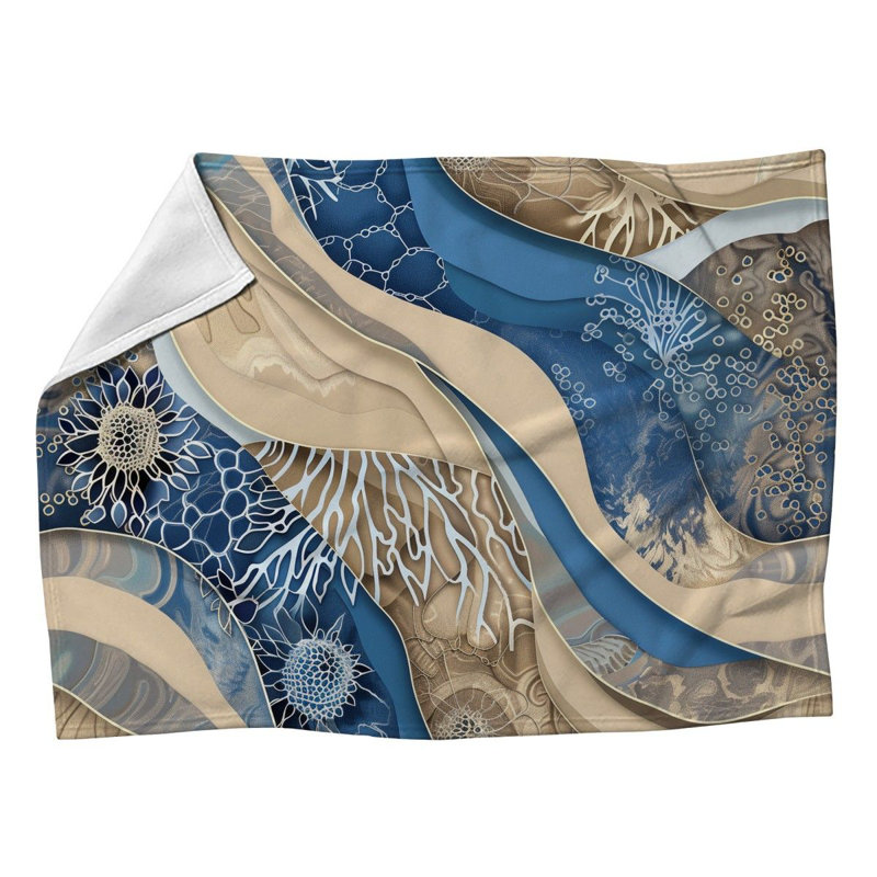 Abstract Curves Fluid Machine Printed Throw Blanket, Queen