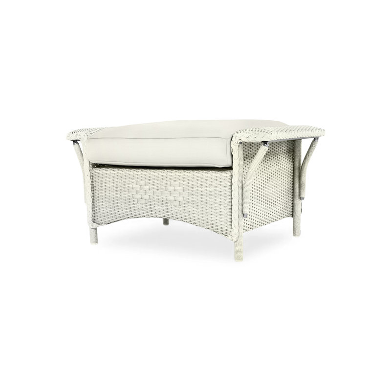 Nantucket Outdoor Ottoman, Canvas Natural Sunbrella® Canvas, White