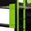 Lit mezzanine double en bois avec bureau, garde-robe ouverte et lumière RVB, vert-1786158645