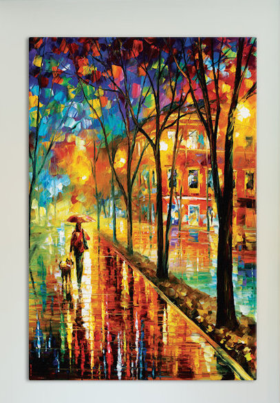 " Walk With Dog " by Leonid Afremov, 26" H x 18" W x 1.5" D, Wrapped Canvas