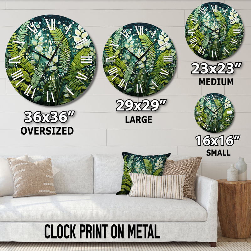 Horloge murale Ferns Plant Ethereal Whispers II, Grand