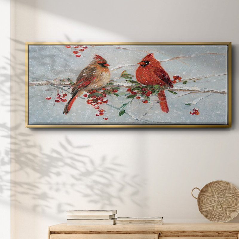 Cardinals in Winter - toile encadrée, H 12 po x l 30 po