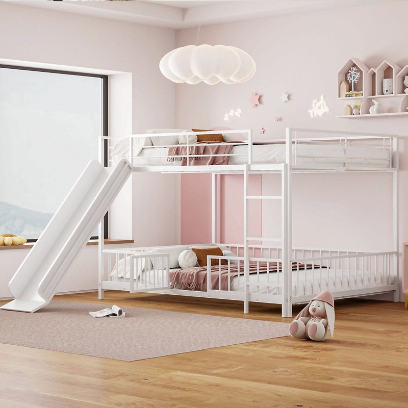 Loft Bed With L-Shape Desk And Wardrobe, Full XL, White