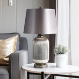 Glass, 27" Ridged Table Lamp