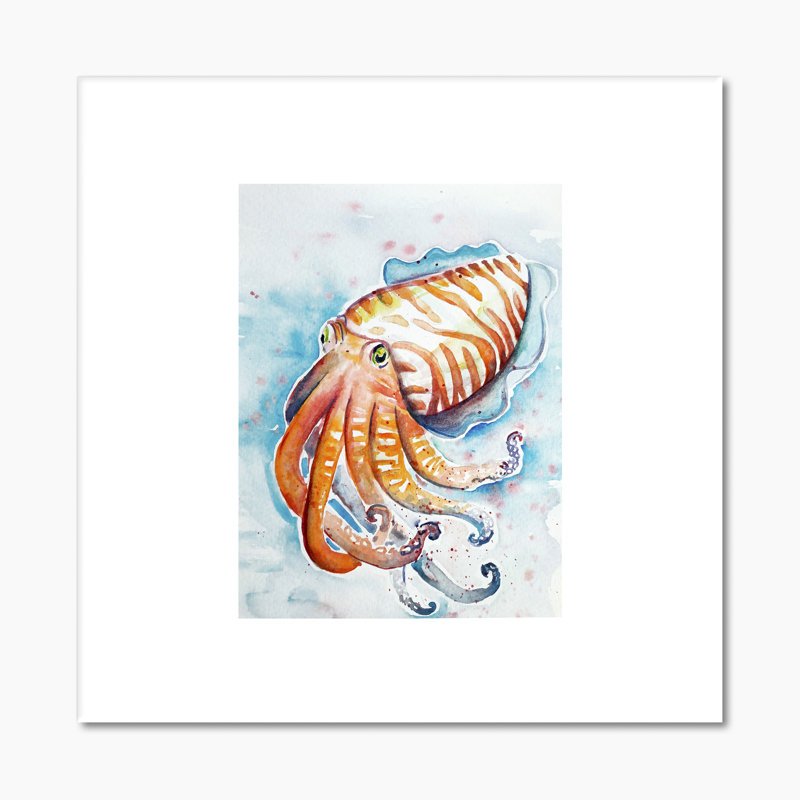 Aquarelle, seiche, art, H 16 po x l 16 po x P 1 po, Toile tendue