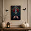 «Woman with Teal Sugar Skull And Peacock Feather», art mural sur toile-965998747