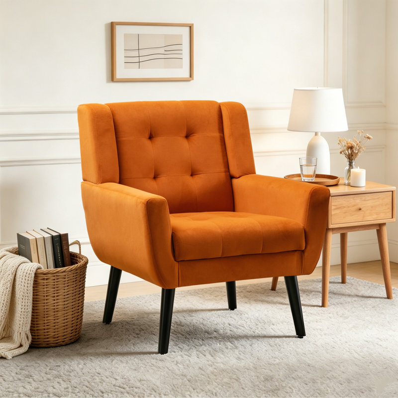 Fauteuil d'appoint Bolanle, Velours orange