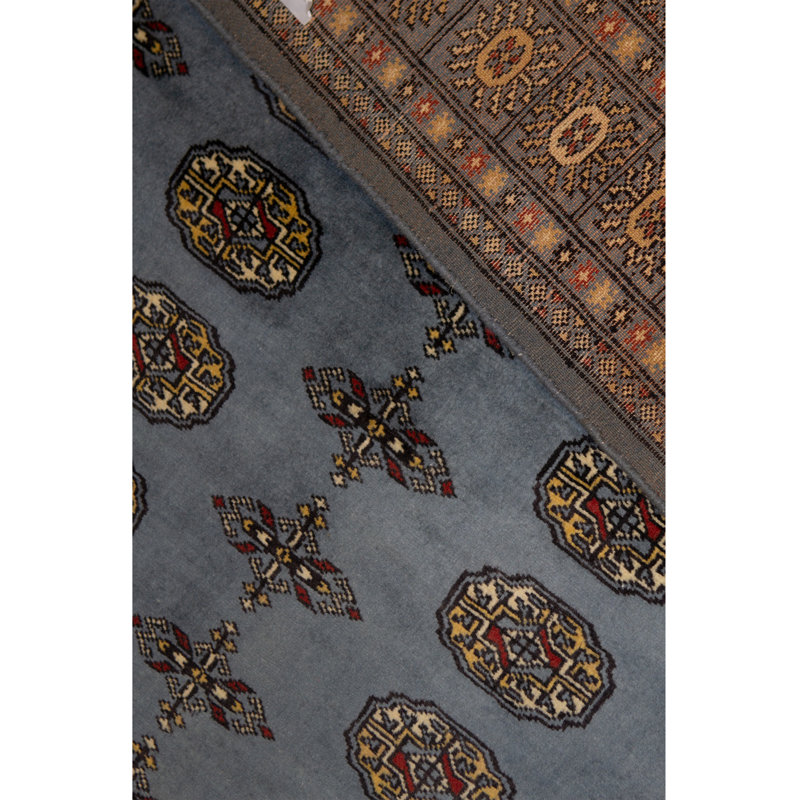 Wool Oriental Area Rug in Beige/Matte Blue/Red