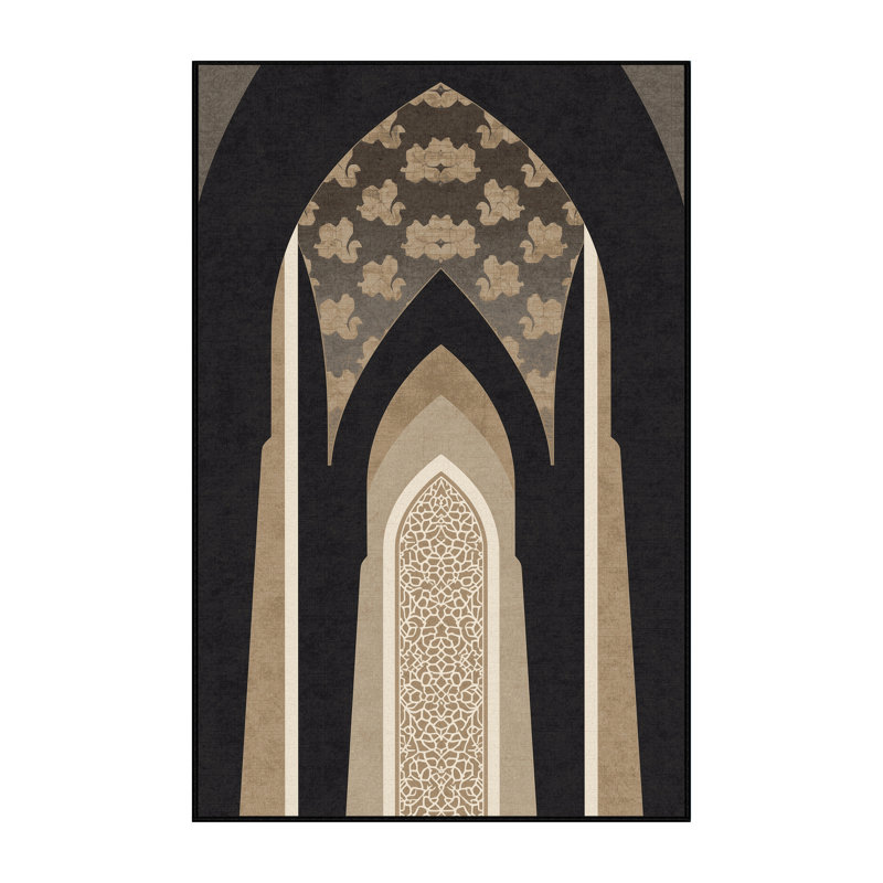 Tapis oriental doux et moelleux de style oriental noir Teterboro, 7 x 9
