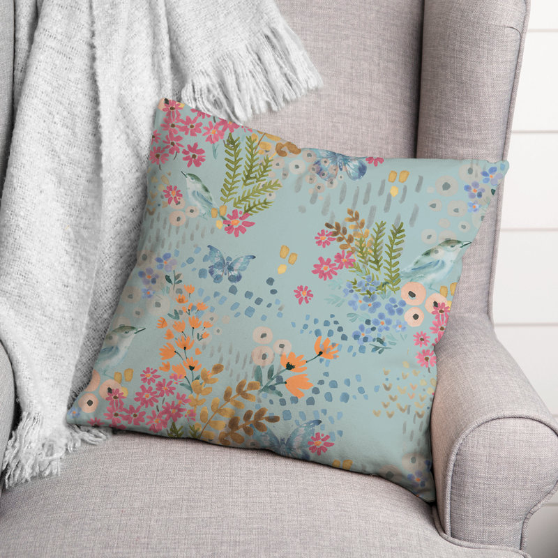 Coussin Floral, Bleu