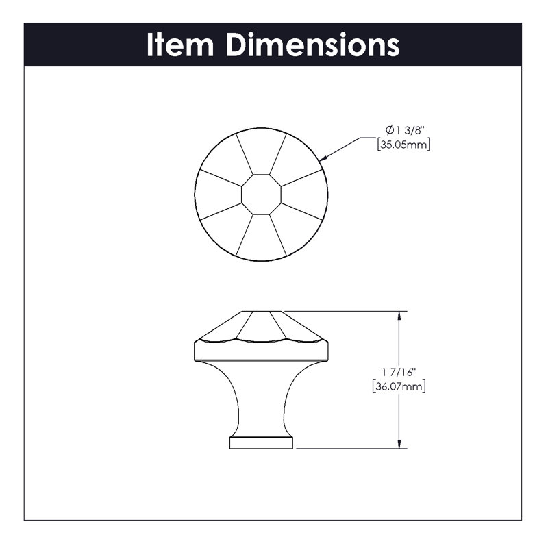 Facette Mushroom Knob, Champagne Bronze