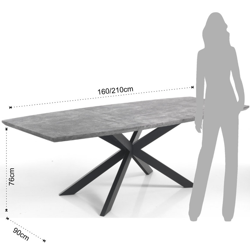 Amahya Extendable Metal Base Dining Table, Grey, Black