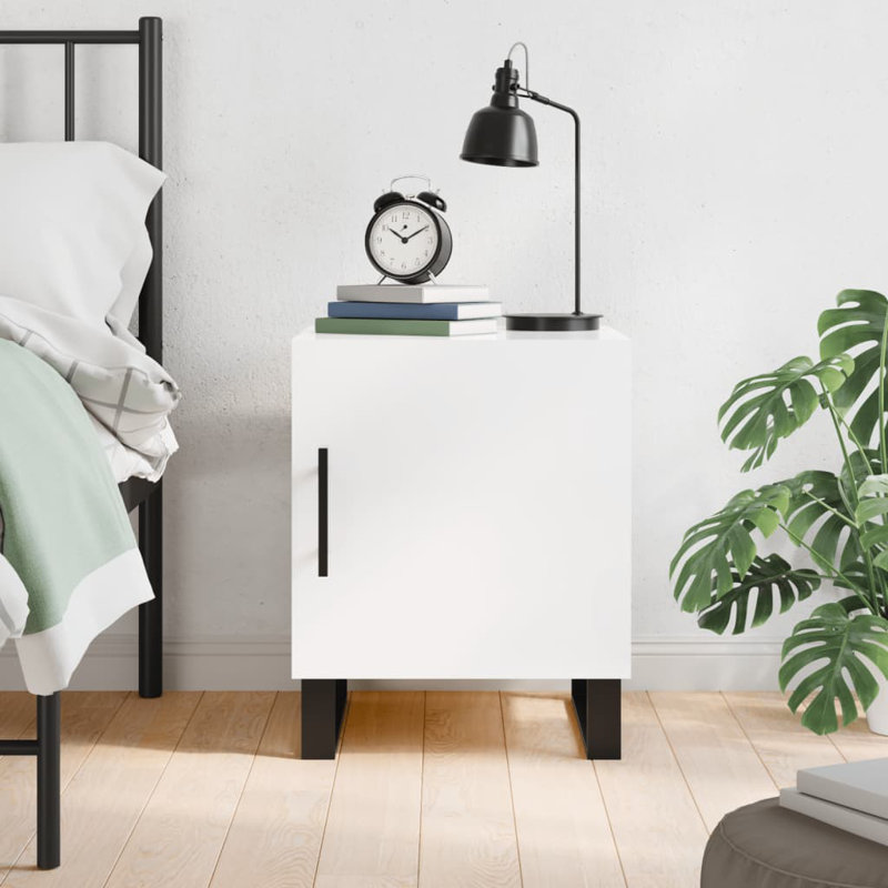 Bodaway 40cm W Manufactured Wood Bedside Table, High Gloss White, Individual