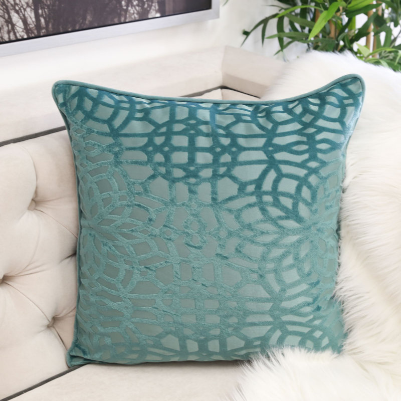  Velvet Damask 20" Throw Pillow, Spa