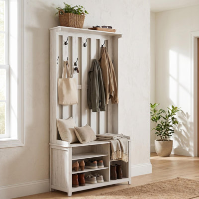 Gaonou 32.1" W Manufactured Wood Hall Tree with Bench and Shoe Storage