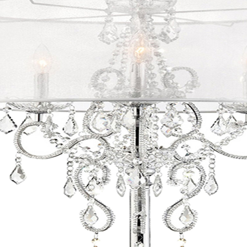 Evangelia 35" Silver Chrome Crystal Embroidered Table Lamp