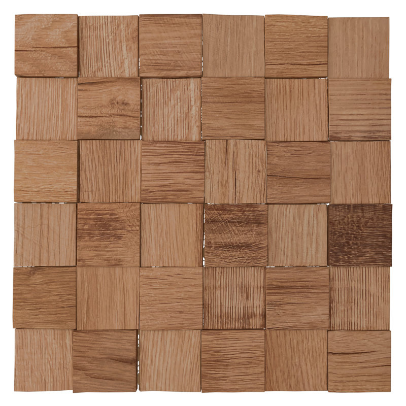 Carreau de mosaïque murale en bois tissé l 11 7/8 po x H 11 7/8 po x P 1/2 po