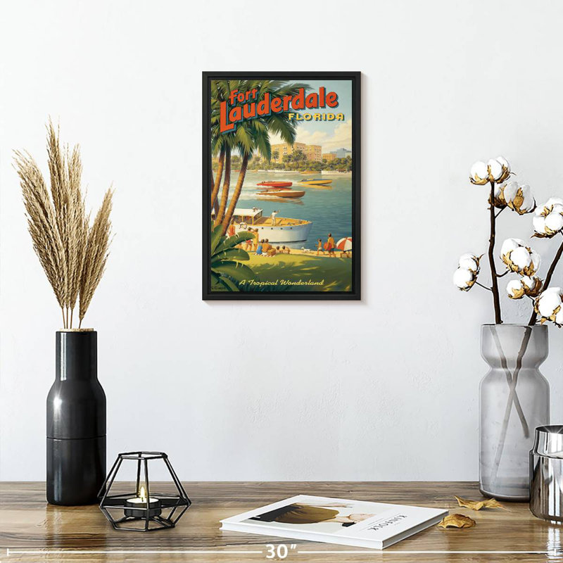 Fort Lauderdale, Floride, 9 po x 13 po, Cadre flottant noir