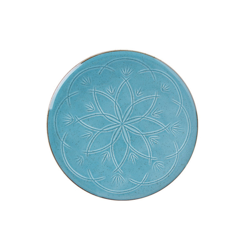 Christina Set Of 6 Flat Plates, Creme, 32 Cm, Turquoise