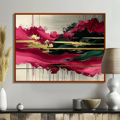 Abstrait rose et noir Fragments Of Time I - Peinture abstraite, art mural