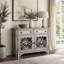 Buffet en bois au fini argenté avec tiroirs et rangements, meuble d'appoint de style traditionnel pour le rangement et la présentation dans la salle à manger