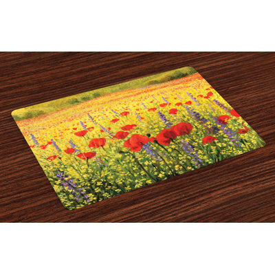 Gauna Flower Field with Poppies Farm Placemat