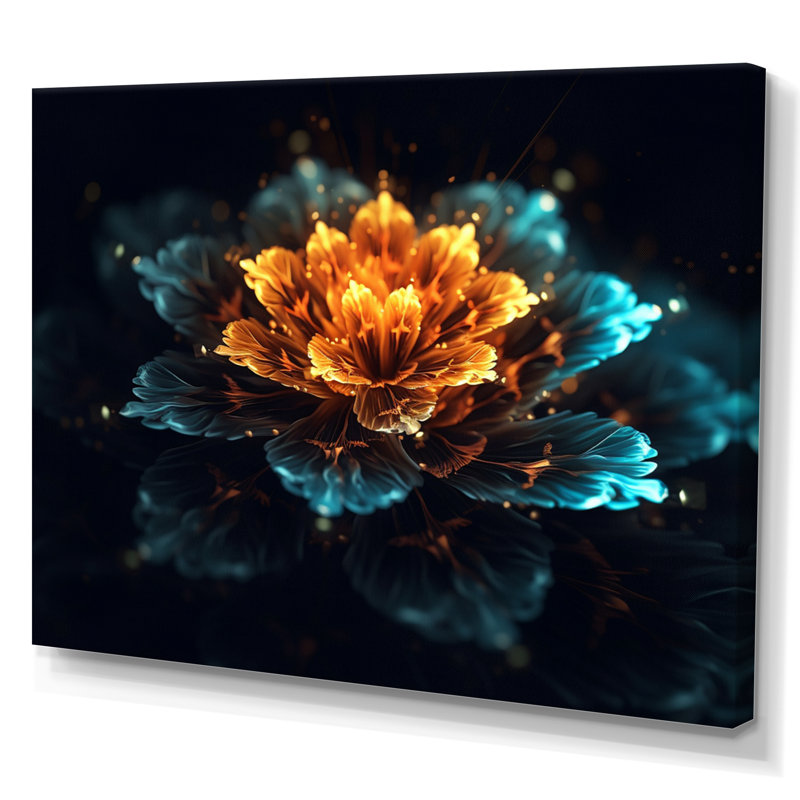 «Orange Sacred Lotus Floral Bloom I», reproduction sur toile, H 30 po x l 40 po x P 1,5 po, Toile tendue