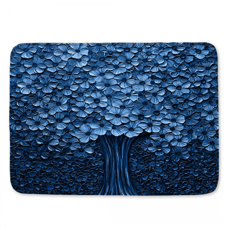 Tapis de bain arbre bleu, L 24 po x L 17 po