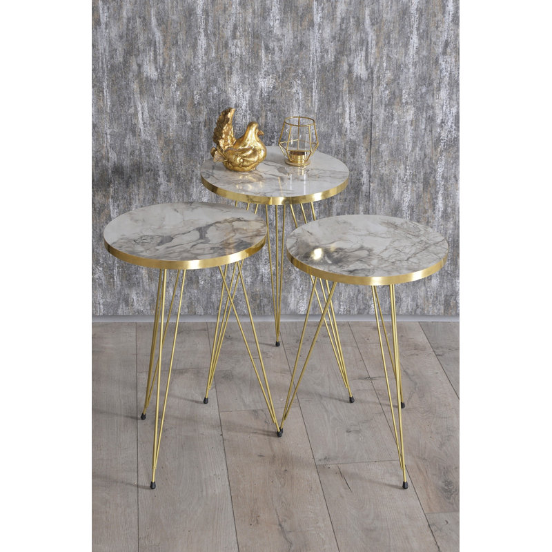 Mariann Nesting Tables, White Marble