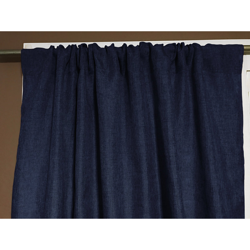 Panneau de rideau semi-transparent en polyester Kortnee, L 58 po x L 96 po, Bleu marine