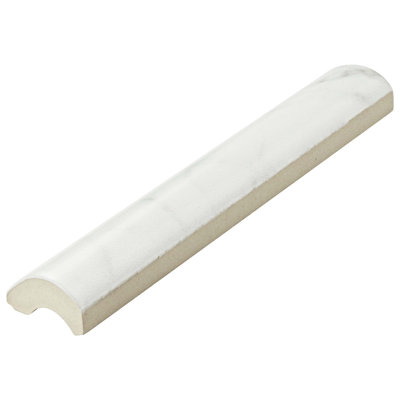 Classico Carrara 6" x 1.3" Matte Ceramic Bullnose Tile Trim in White/Gray