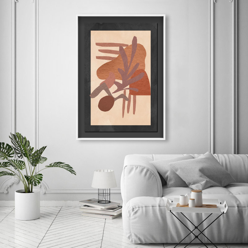 Oliver Gal Shapes in Copper Abstract - Luxury Black Mat Framed Shadowbox Art, White, 56" H x 38" W