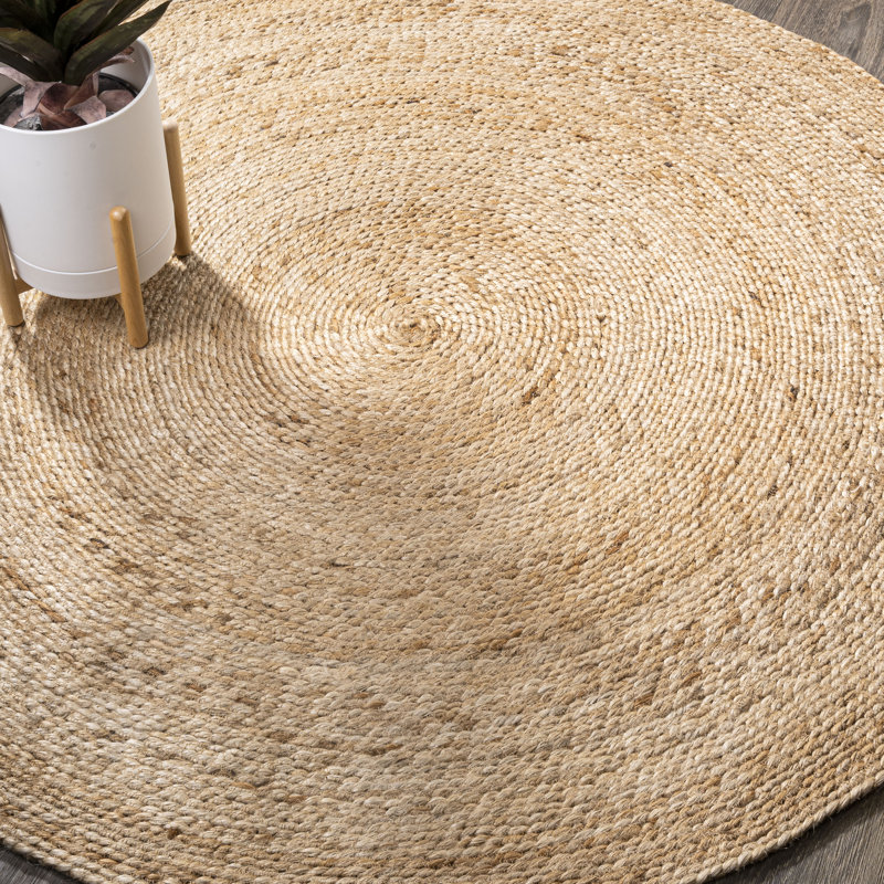Ammerman Round Natural Jute Braided Circle Natural Rug, Round 4'