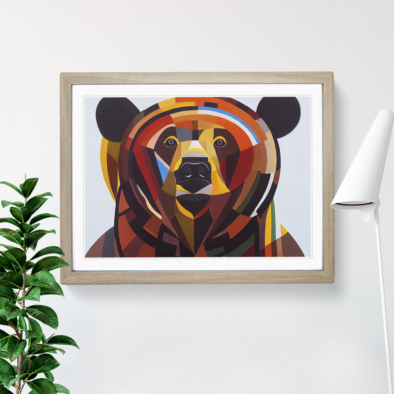 Abstract Bear Vol.3 - Framed Print, 46cm H x 64cm W x 2cm D, Oak