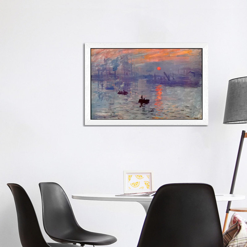 Sunrise Impression by Claude Monet - Painting on Canvas, White Framed, 101.6 cm H x 66.04 cm W