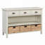 Console rétro avec 3 tiroirs de rangement, table d'entrée avec 3 paniers tissés jacinthe d'eau-995185359