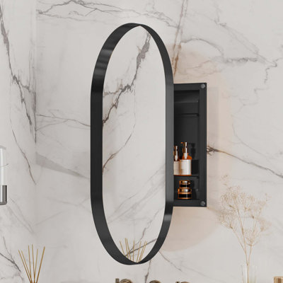 Élégante armoire de rangement pour salle de bain avec miroir et tablettes réglables