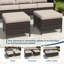 Fauteuils de patio en osier pour 2 personnes avec repose-pieds, table d'appoint et coussins beiges en PE-927864183