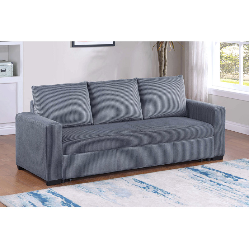 Canapé convertible de style contemporain avec accoudoirs carrés et porte-gobelets encastrés avec rangement dissimulé