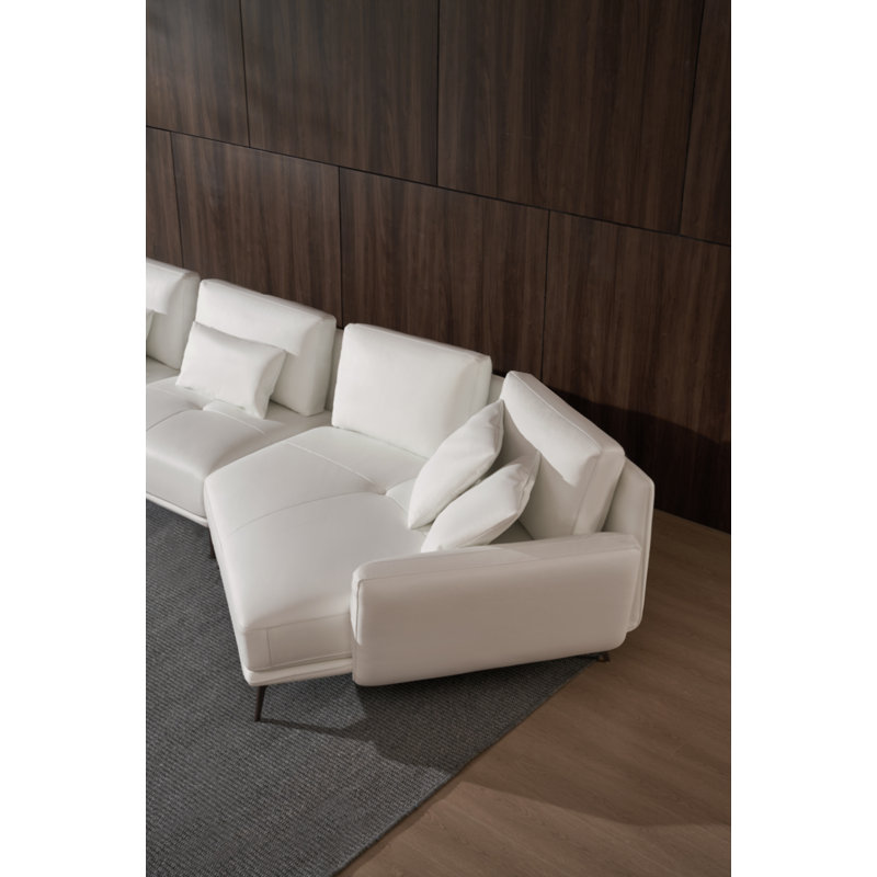 Santiago Collection 174'' Genuine Leather Right Hand Facing Modular Sofa & Chaise, Left Hand Facing