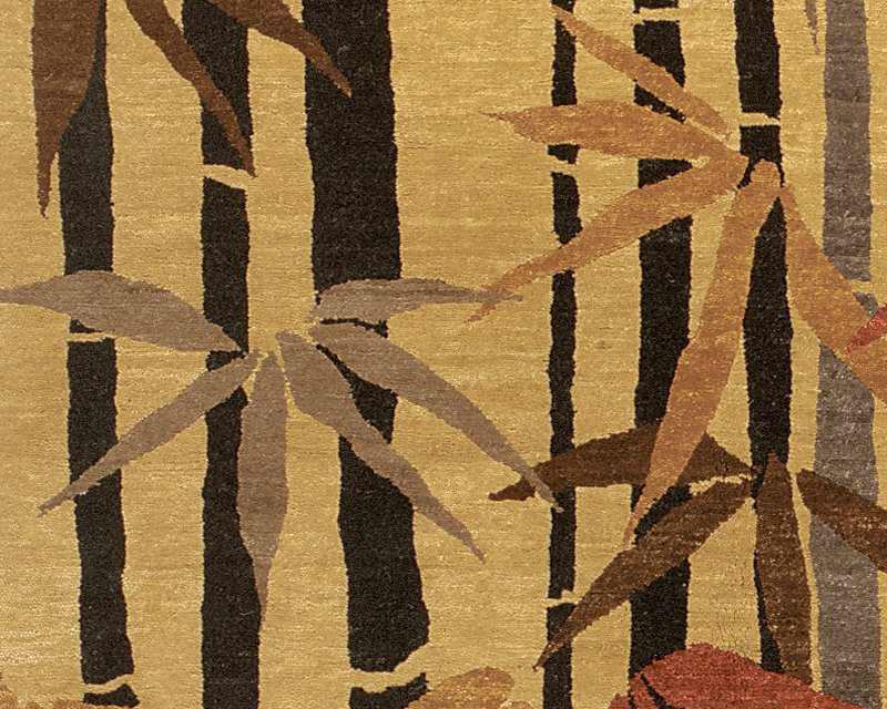 Bamboo Wool Floral Area Rug in Beige/Black/Gray, Rectangle 8' x 10'