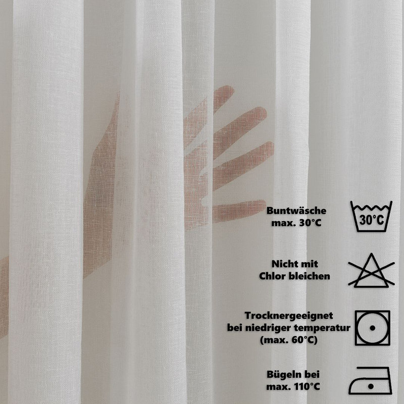 Extra Long & Extra Wide Faux Linen Sheer Curtain Panels, 140cm Width x 145cm Drop, Cream