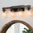 Modern Farmhouse Wood Vanity Light, Solid Wood & Black Metal Bathroom Vanity Lights With Clear Glass Shade-1190770959