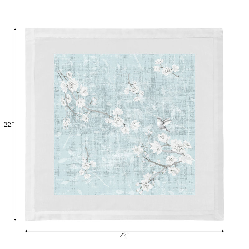 Blossom Fantasia Hemstitch 22" Linen/Cotton Napkin, Sky