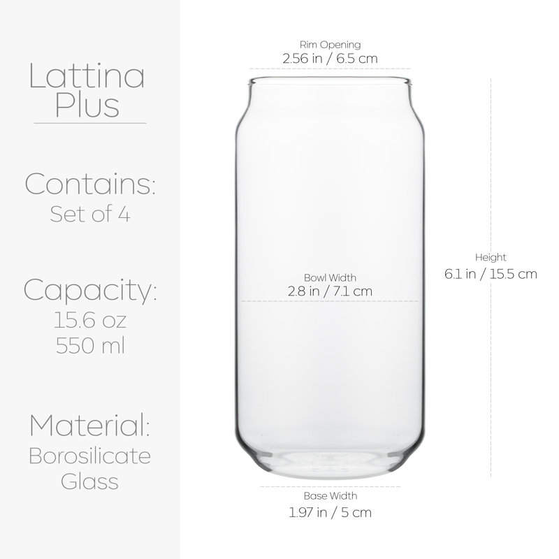 Ensemble de 4 verres en forme de canette en verre borosilicaté Galateo Capri Collection Lattina Plus