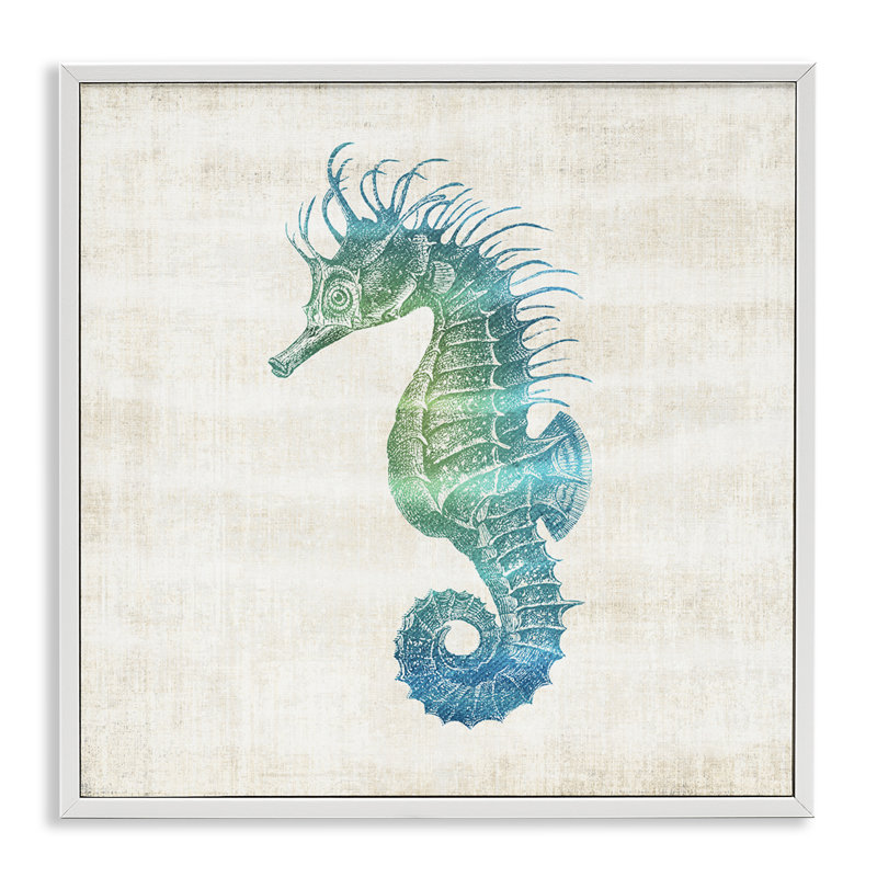 Ombre, hippocampe, expression giclée encadrée, conception par Susan Arnot, H 12 po x l 12 po