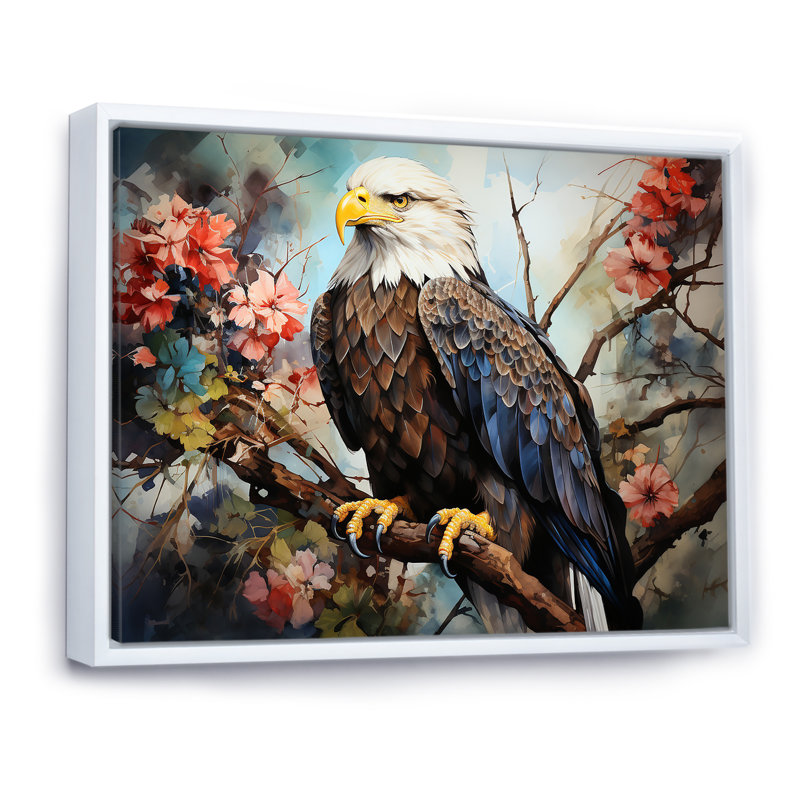 «Mosaic Bold Eagle Majesty», reproduction sur toile, Cadre photo argenté, H 24 po x l 32 po