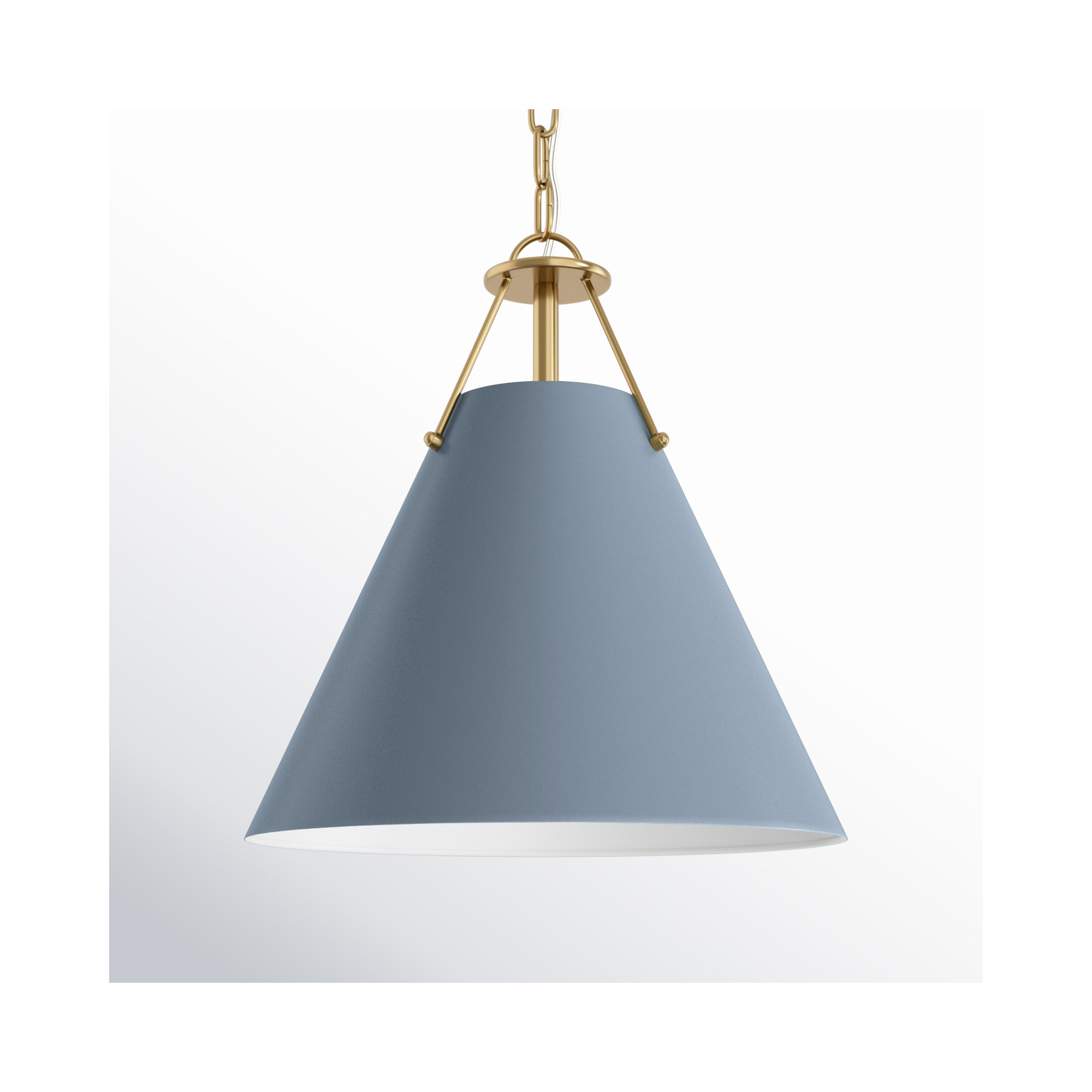 Kinston Single Light Metal Dimmable Pendant, Gold, Blue
