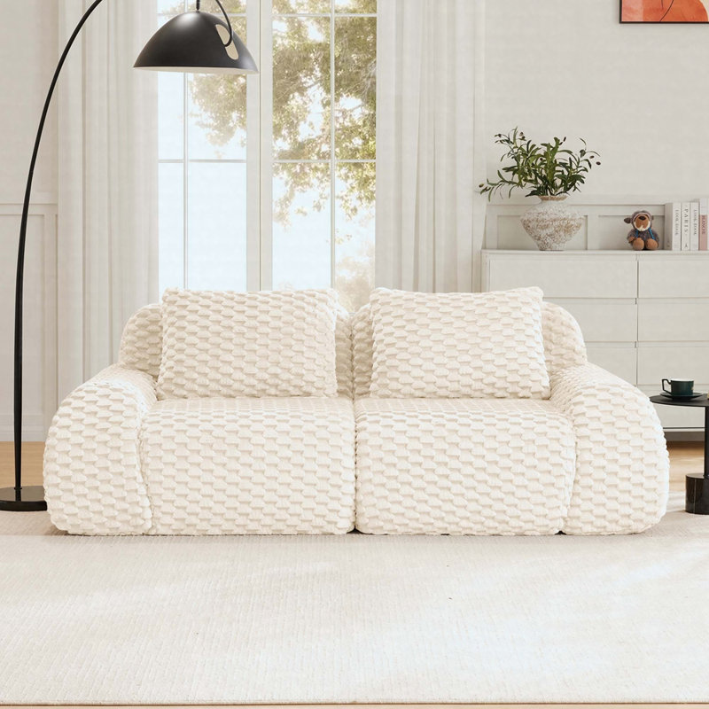 Canapé modulaire de 82 po avec sièges profonds, revêtement en flanelle de style moderne surdimensionné de 82 po, connexion par boucle et base antidérapante