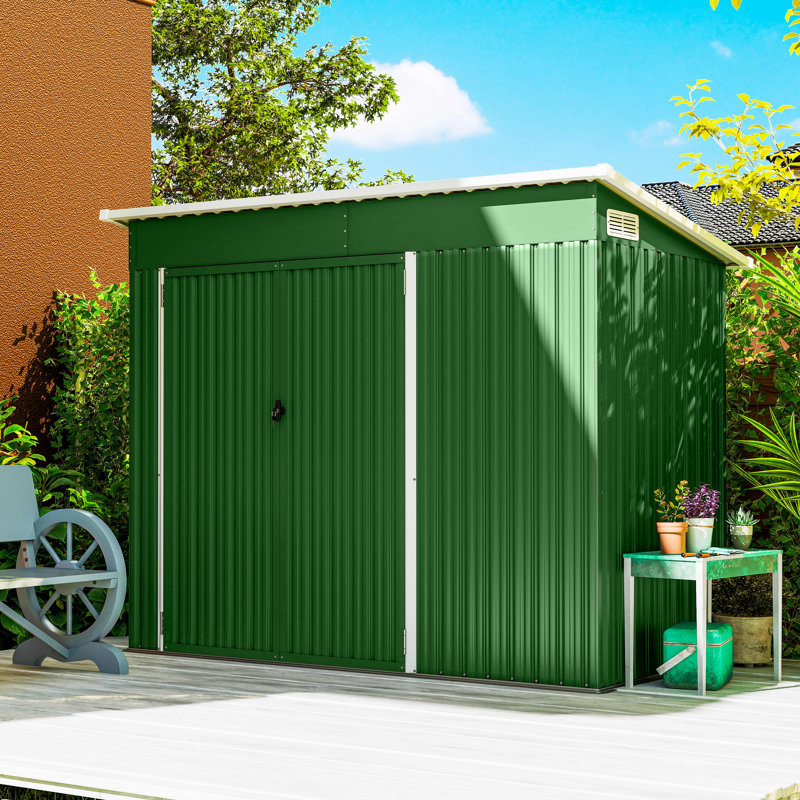 Outsunny 7.5 x 4.3ft Metal Garden Storage Shed Waterproof Vents, Green